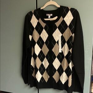 Croft & Barrow Black and Tan Carigan Sweater. Women’s XL…….#20